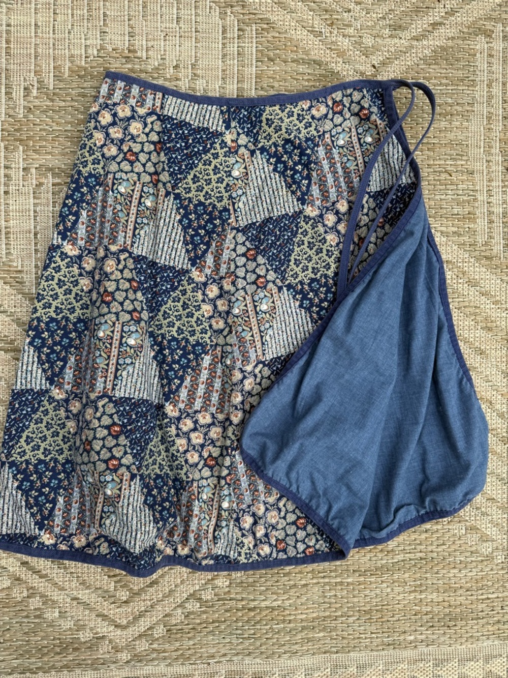OS Cotton Patchwork Pattern Women’s Wrap Skirt